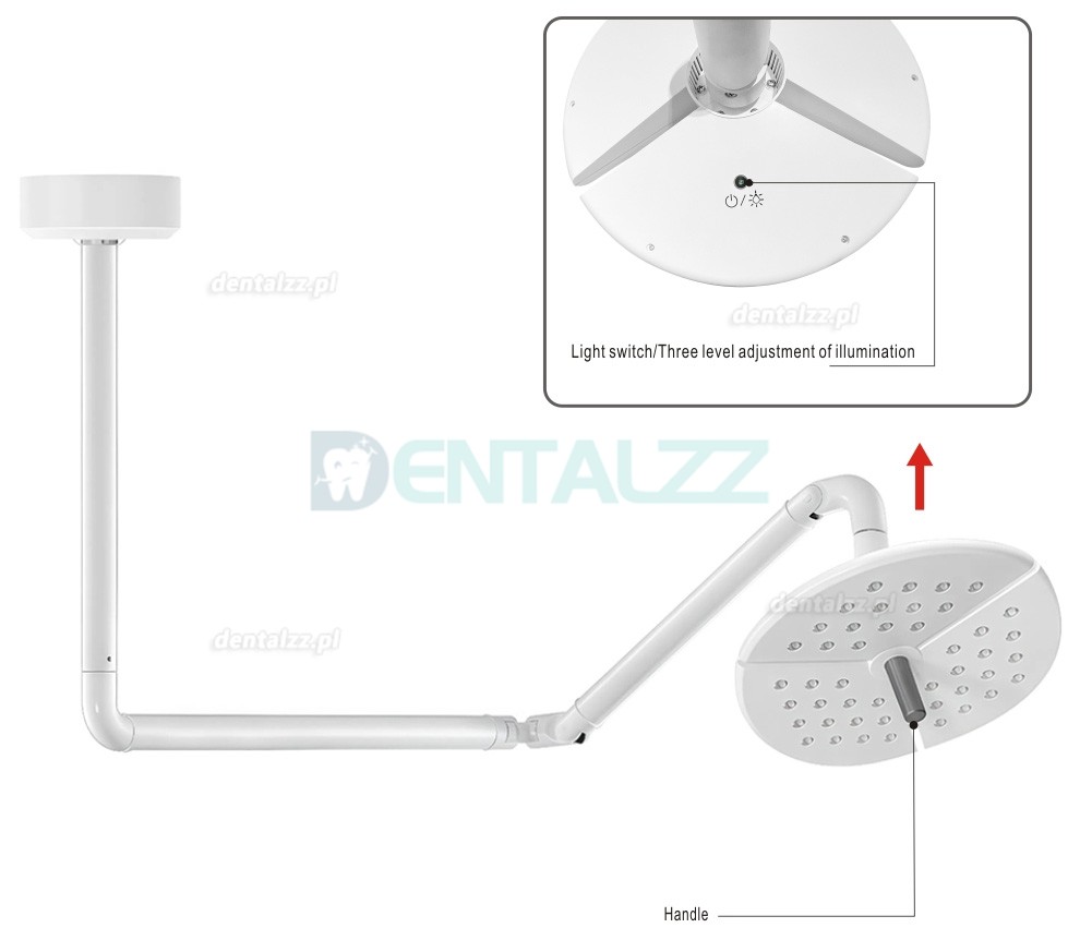 KWS KD-2036D-4 Lampa Operacyjna Stomatologiczna LED 80W Sufitowa Bezcieniowa